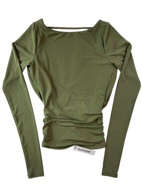 Garage Long Sleeve Cowl Back Top Kalamata Green Women's Size TTP/XXS MSRP$45 NWT